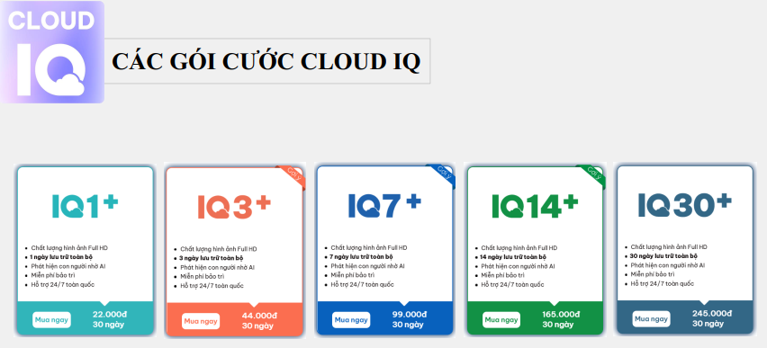 Các gói cước Cloud IQ